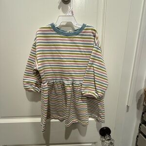 Mini Boden rainbow stripe dress